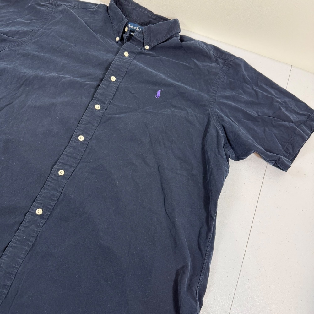 Polo Ralph Lauren Mens XXL Navy Blue Short Sleeve Button Down Classic Fit Shirt